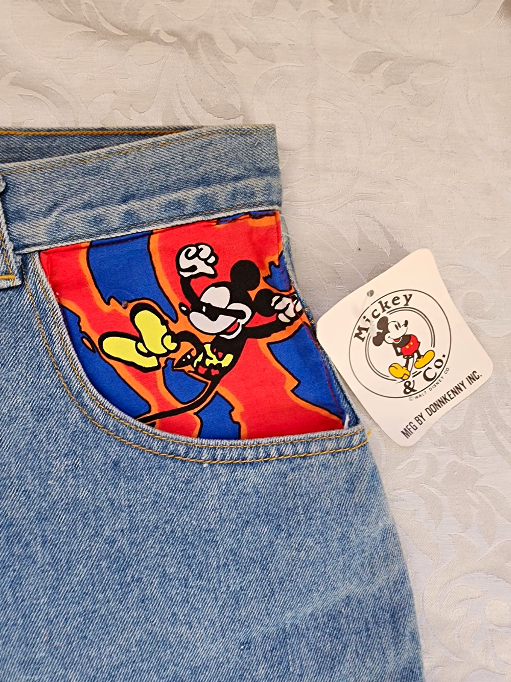 Mickey & Co. Light Wash Blue Denim Jeans Graphic Mickey Patch 5-Pocket M